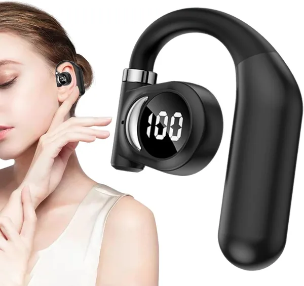 Open-Ear Headphones,Digital Display Left Ear Single LED Headphones - Women Men Entertainment Electronics with All Day Comfort