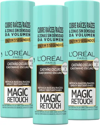 L'OREAL PARIS Magic Retouch Spray Raíces y Cabello Gris Marrón Oscuro 75 ml (Pack de 3) - Mejor Oferta