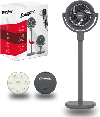 Ventilateur Silencieux Energizer 35dB, 1017m³/h, 9 Vitesses, Oscillation 90°, Rechargeable 2400mAh, Hauteur 100cm, Câble USB