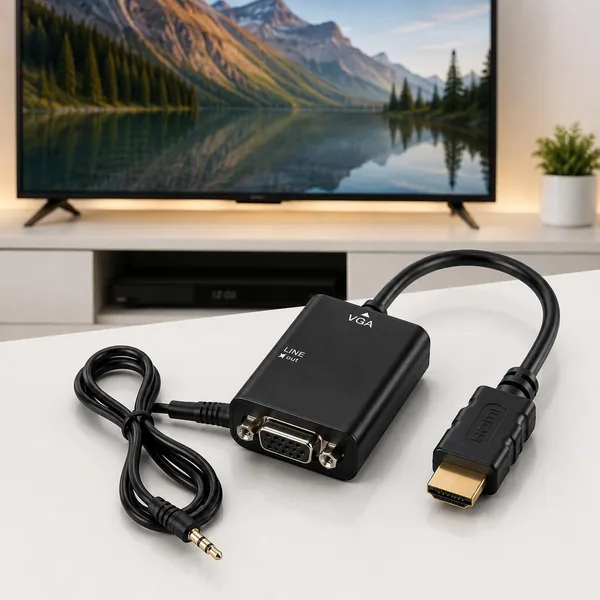 Cabo Adaptador HDMI para VGA, Com Sa da de udio P2, Conversor de V deo, Compat vel com Projetores