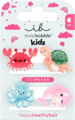 invisibobble Haargummi Mädchen Kinder (4er-Set) - Unterwasser-Meeresthema - Clipstar Kids Ozeanfreunde Bunt Spielvoll