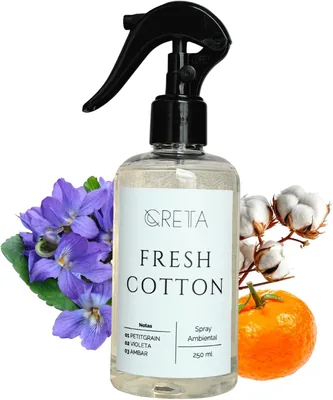 Creta - Aromatizante Ambiental y Textil de Algodón y Violeta 250ml | Spray Ambientador Olor a Limpio para Hogar, Blancos y Cortinas