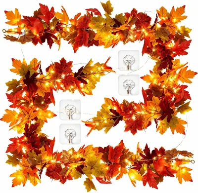 Guirnalda de Otoño con Luces LED de 1.7m y Hojas Realistas