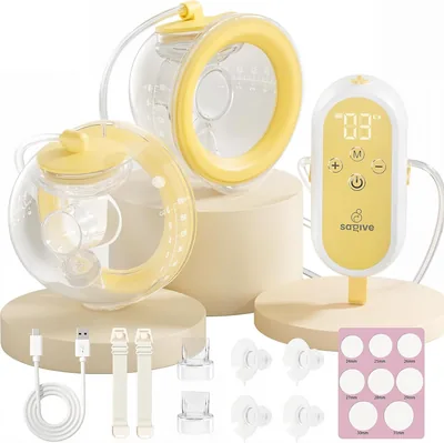 Pompe à eau électrique portable Saglve avec 4 modes, 12 niveaux d'aspiration 300mmHg, Pompe double rechargeable pour lait - 21/