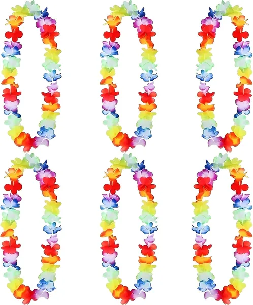 Colier de fleurs hawaïennes, guirlande florale tropicale Décorations de fête multicolores Collier de fleurs durable pour Tropica - Best Deal