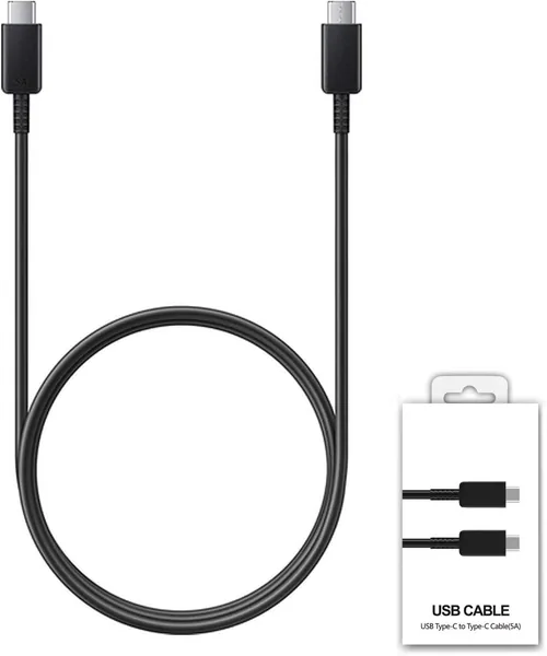 كابل أصلي سامسونج جالاكسي - كابل USB-C أسود بطول 180 سم - شحن سريع C إلى C للجالاكسي S25 وS24 وS23 وS22 بلس