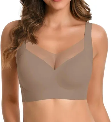 Jiuday Soft Padded Bra - No Underwire, Large Breasts Support, Sleep & Sports Bra with Lace Posture Correction