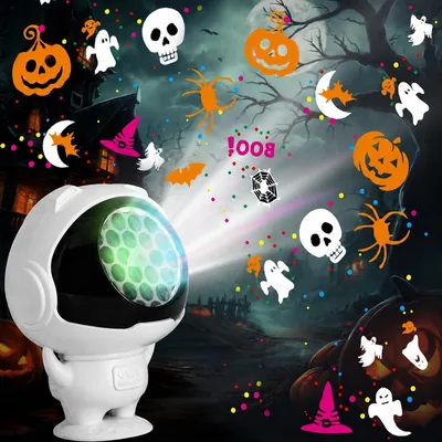 LISAPRO Proyector de Luces Halloween con 16 Patrones (Halloween-B) | Lámpara Ambiental Impermeable Giratoria
