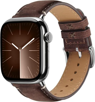 Wristitani Lederstrape Kompatibel med Apple Watch Band 44mm 45mm 46mm 42mm 49mm 41mm 40mm för Men, Genuini Leder Ersättning