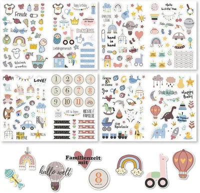 200 Pack Cartoon Stickers for Scrapbooking - Cute Baby DIY Craft Set