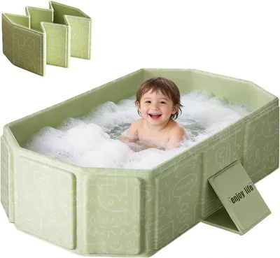 Bañera Plegable para Bebe con Aislamiento Térmico, Fácil de Limpi