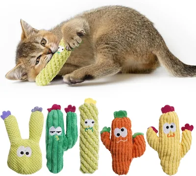 Nocciola 5 Juguetes de Hierba Gatera de Cactus para Gatos, Rellenos de Hierba Gatera Orgánica 100% Pura
