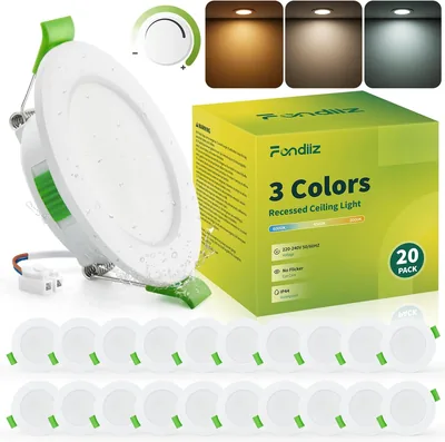 Fondiiz - Lot de 20 Spotlights LED Dimmables, 3.5W 220V, Blanc Chaud 3000K