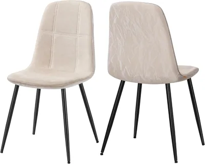 Chaises de salle à manger VASAGLE, lot de 2, piétement métallique, jambes ajustables, facile à nettoyer, chaises de cuisine, tissu chenille, texture glacée - 36% de réduction
