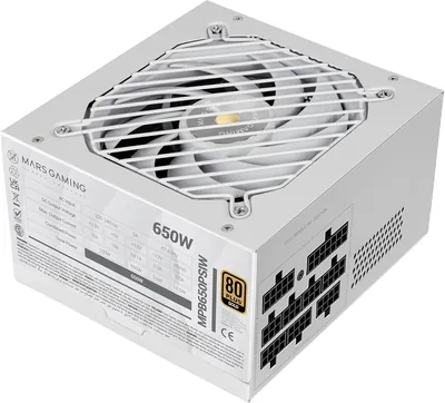 Mars Gaming MPB650PSI, 650W Alimentation PC Modulaire Pleine, Garantie 10 Ans, Ventilateur SI Extreme Silence AI2-RPM 90% 80 Plus Gold