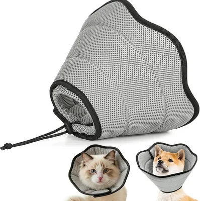 Collar de Recuperación YRHSAV para Gatos y Perros, Cono Ajustable y Transpirable con Malla Tejiada