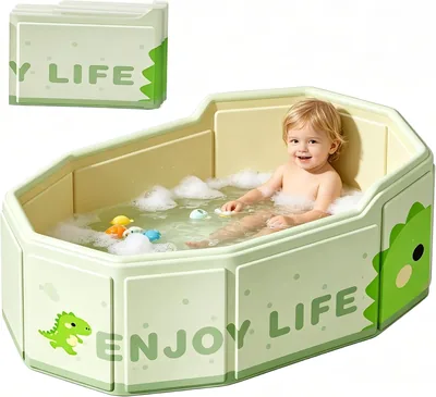 VEEKAY Bañera plegable para niños 75 x 45 x 28 cm, portátil con tapón de drenaje y base antideslizante, bañera infantil ahorra espacio