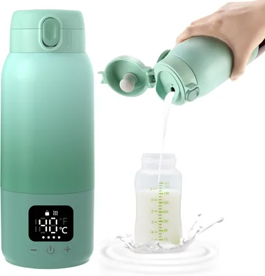 Chauffe-biberon portable sans fil pour bébé - Réchauffe rapidement le lait maternel et l'eau - Batterie longue durée, grande capacité 500 ml - Portable