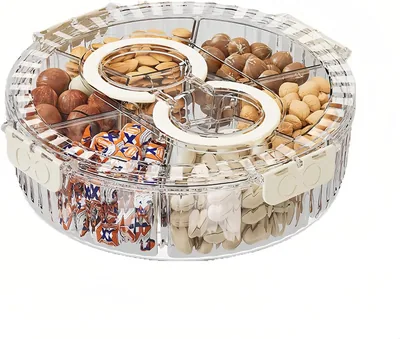 360° Snack Box with Lid, Divided Tray, Portable Food Organizer