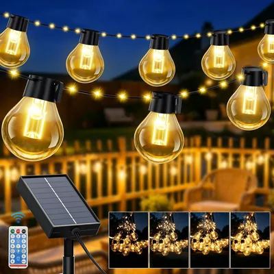 Iluminación solar exterior de cadena FIFlying 100 LED 10+2 metros Jardín Balcón 8 Modos Resistente al clima Dimmable