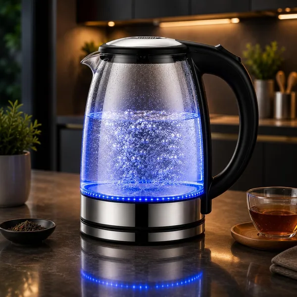Chaleira Elétrica de Vidro 1,8L com LED Azul - Aquecimento Rápido e Desligamento Automático | Melhor Preço — Compre Agora