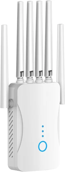 Repetidor WiFi Potente con 6 Antenas, Amplificador Señal WiFi Largo Alcance, Extensor WiFi Soporta 64 Dispositivos, Modos (Re
