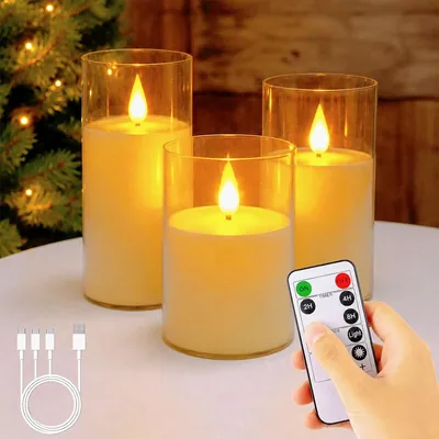Velas Decorativas DRIHOSY 3 PCS, Velas LED Recargables Sin Llama, Decoración Hogar