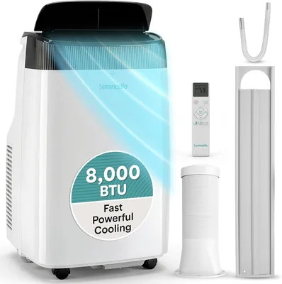 SereneLife Portable Air Conditioner, Dehumidifier & Fan | 3-in-1 8,000 BTU AC, Cools up to 350 Sq Ft