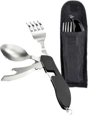 Coltello da Campeggio Multiuso Pieghevole in Acciaio Inossidabile 5 in 1 per Picnic, Escursioni e Viaggi - Sconto 39%