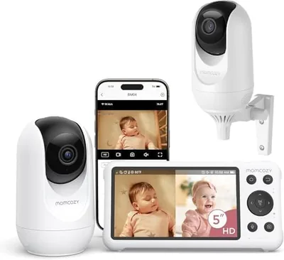 Moniteur Bébé WiFi Momcozy 2 Caméras HD 5" 1080P, Fixation Murale, Détection Mouvement/Pleure, Périmètre Sécurisé, Vision Nocturne - Best Deal