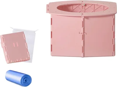 Faltbares Windelklo, tragbares Kinder-WC für Fahrten im Auto, Camping, Innen- und Außenbereich (Rosa)