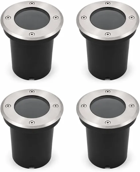 damastoreitalia Faretto Calpestabile tondo GU10 da Incasso per Esterno IP65 Acciaio Inox 220V per Vialetti Giardini (4 pezzi)