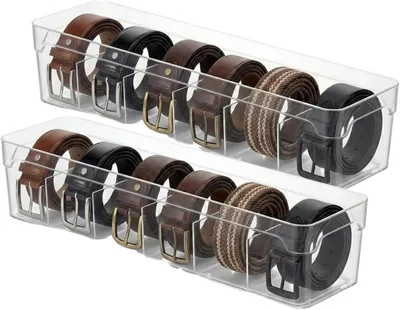 Organizador de Cintos e Acessórios Acrílico Transparente com 6 Divisórias (KIT C/2) - Melhor Preço