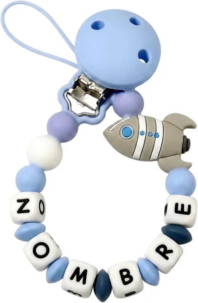 PEQUEANDO - Clip para Chupete Chupetero Personalizado de Silicona Sujeta Chupetes con Dise o de Una Sola Pieza para Beb s Ni os y Ni as Regalo Nacimiento Beb (PACK 1 AZUL)