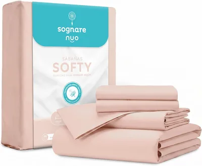 Sognare Juego de Sábanas Softy, Blanco y Liso. Suave, Ligero, Hipoalergénico y Lavable - Matrimonial (Rosa)