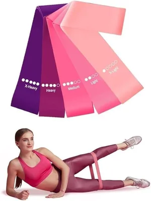 Kit com 5 Bandas Elásticas de Treino Premium - 5 Níveis de Intensidade para Exercícios em Casa