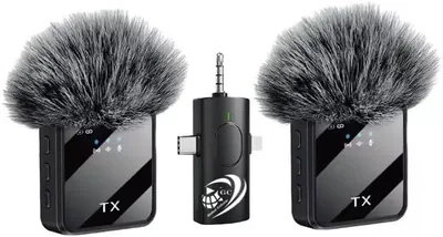 Dual Wireless Lavalier Microphones - Noise Reduction - Plug & Play - iPhone/Android Compatible