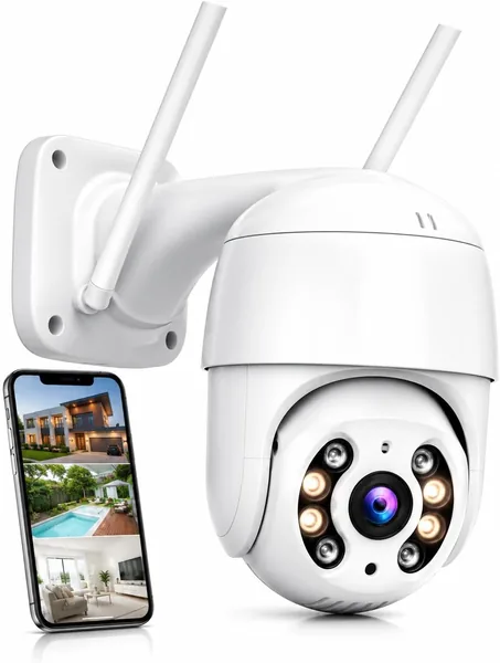 Câmera de Segurança Wi-Fi Externa A8 1080p PTZ 360° com Visão Noturna Colorida, Áudio Bidirecional e App ICSee em Português - 27% de Desconto