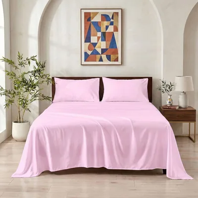Meteorwi Home - 4-Piece Bed Sheet Set, Soft and Breathable Microfibre, Fitted Sheet Adjustable up to