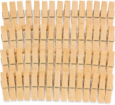 Bamboo Clothespins 50 Pack - Heavy Duty Wooden Pegs, Best Deal
