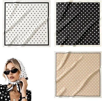 TERRIFI Polka Dot Print Scarf Set - 3 Silk Square Scarves