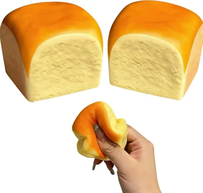 ORCHID M® 2PCS Squeeze Bread Toy, PU Material Fidget Cute Squishy Squeeze Toys, Slow Rising Squishy Soft Stress Relief Squeeze