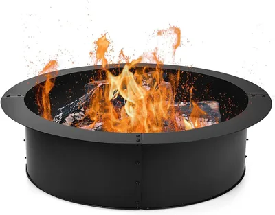 Fantask eldstadsring, 92 cm utvändigt 77 cm inuti, rund eldskål av metall för trädgård, brännskål, eldskålar för träförbränni Best Deal
