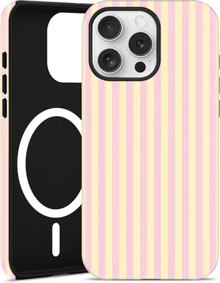 Jusy Magnetyczne etui na telefon w paski dla iPhone 15 Pro, różowe żółte | Najlepsza oferta
