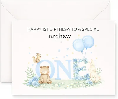 MAGJUCHE 1st Birthday Teddy Bear Card - Woodland Animals, Best Deal