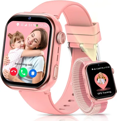 Reloj Inteligente 4G para Niños con GPS y Llamadas de Vídeo, Reloj Inteligente para Niños con Llamadas de Voz, SOS, Modo Escuela, Alarma, I