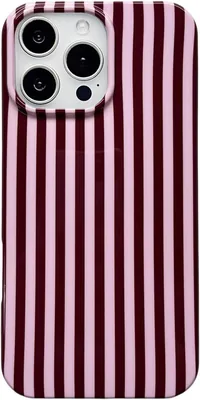 Reezaddin Funda para iPhone 15 Pro de rayas rosadas y marrones - Mejor Trato