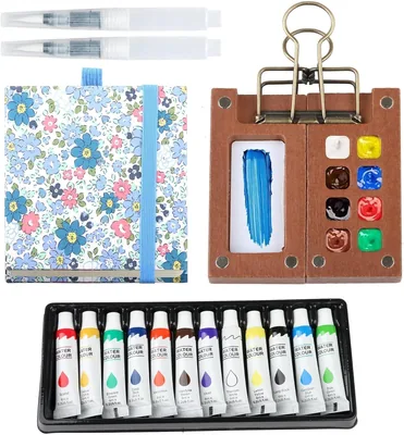 6 Pcs Pocket Artist Watercolor Set - 12 Colors, Portable Palette