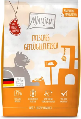 MjAMjAM - Premium Trockenfutter für Katzen - Knusprige Mahlzeiten - Frische Geflügelfleisch, Packung 1 (1 x 1,5 kg), körnelfrei