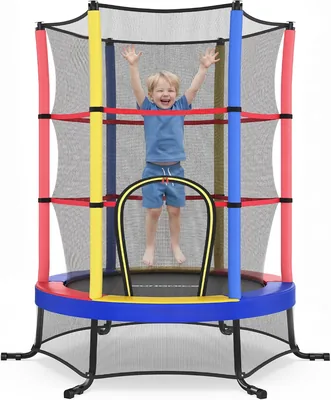 Trampolino SONGMICS per Bambini, Diametro 174 cm, con Recinto Protettivo, Tappetino di Sicurezza, Trampolino Fitness, Struttura in Acciaio, per Interni ed Esterni